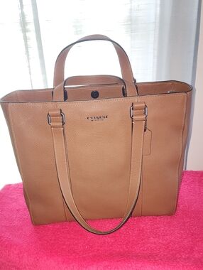 Coach " Hudson" Cognac Pebbled Leather Tote